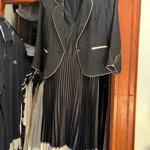 Sean Collection Black Long Sleeve Dress with White Trim